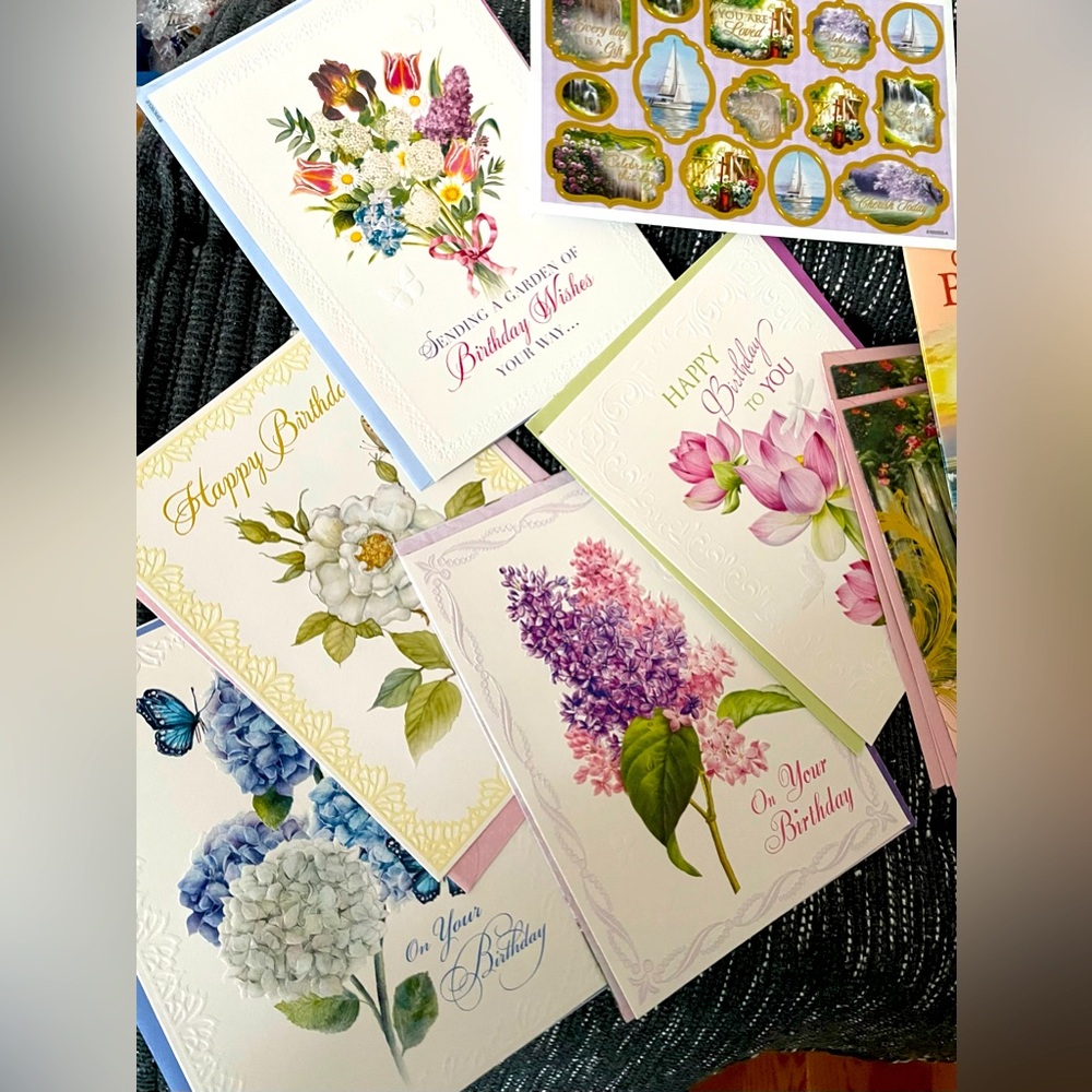 Occasion/ Birthday Greeting Card Set 19 Assorted, coord Envelopes stickers inclD
